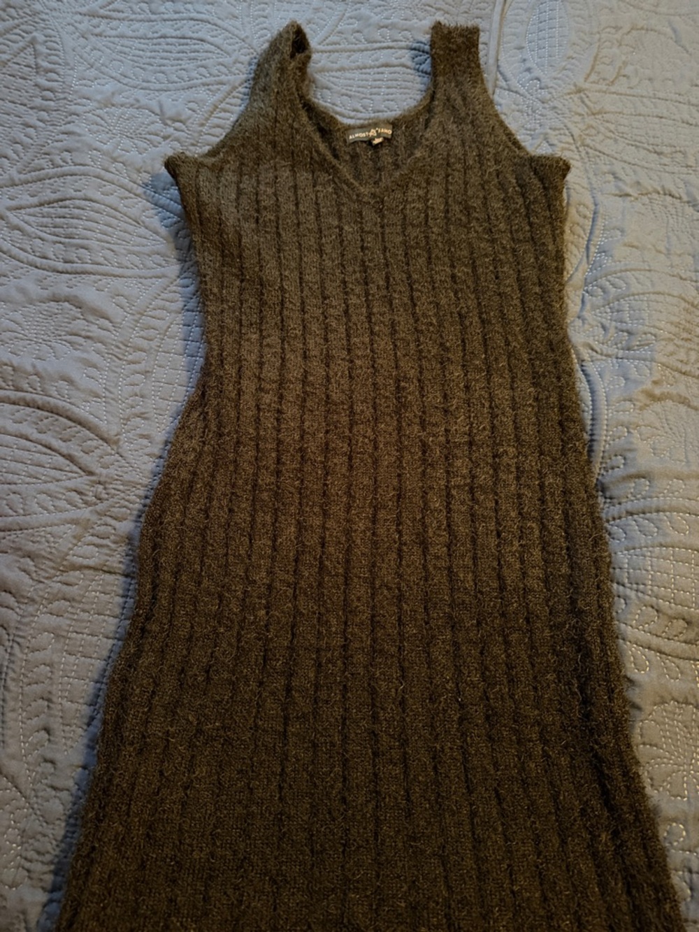 Sleeveless Ribbed Knit Bodycon Dress in Dark Brown